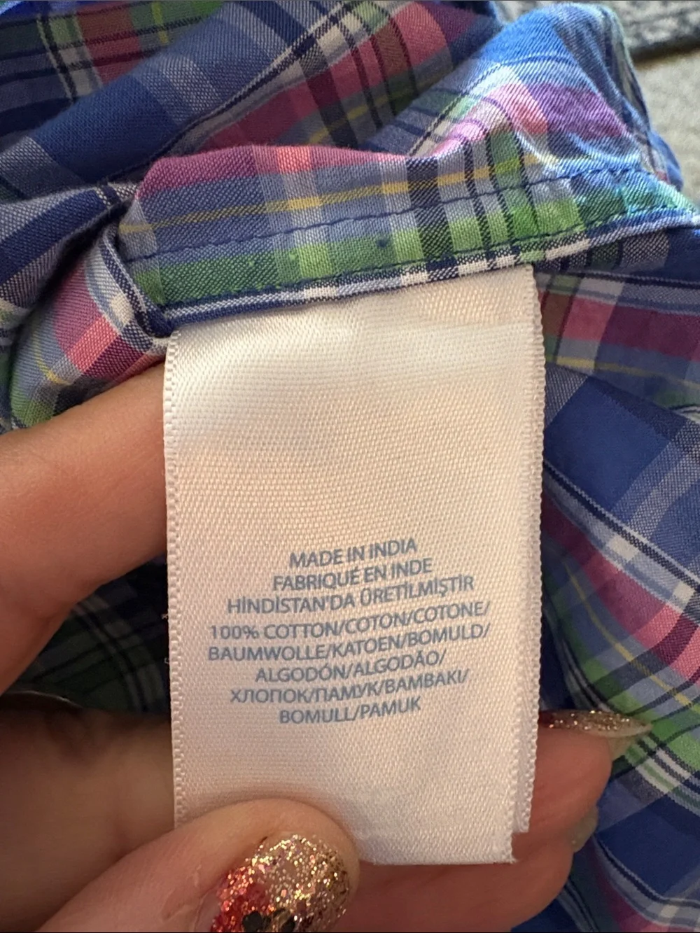 Ralph Lauren purple pink green plaid long sleeve button down shirt Size 12 month